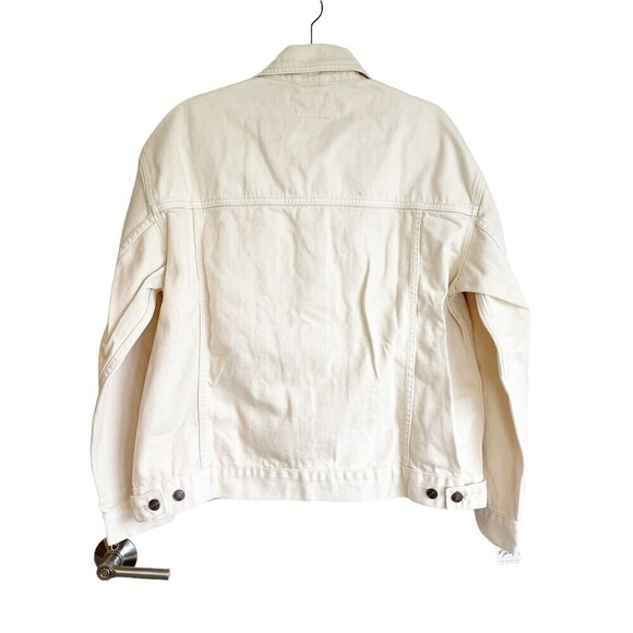 New FREE PEOPLE Women's Jolene Oversized Denim Trucker Jacket in Ecru size M - Picture 7 of 15